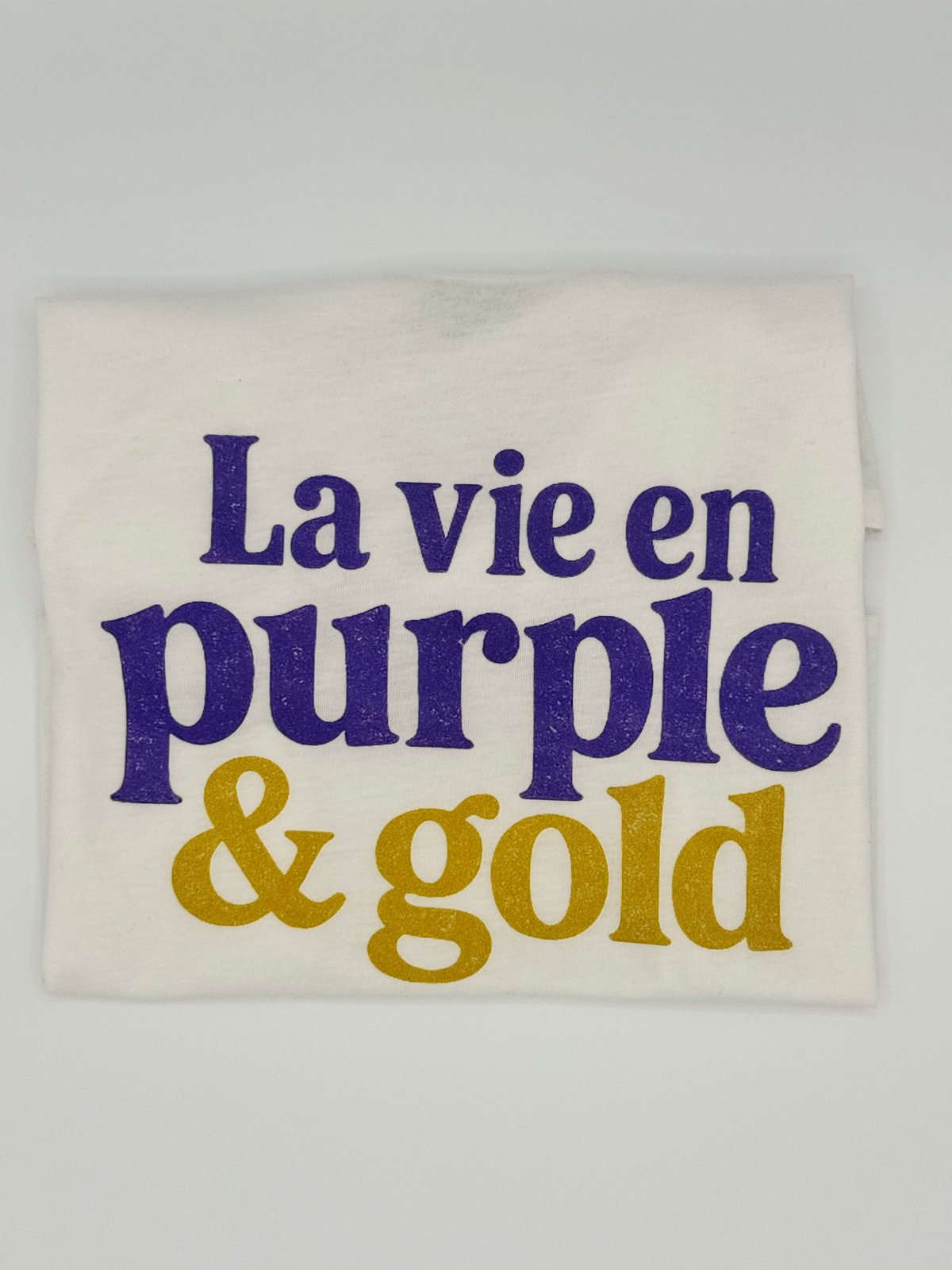 La Vie En Purple & Gold crop- White
