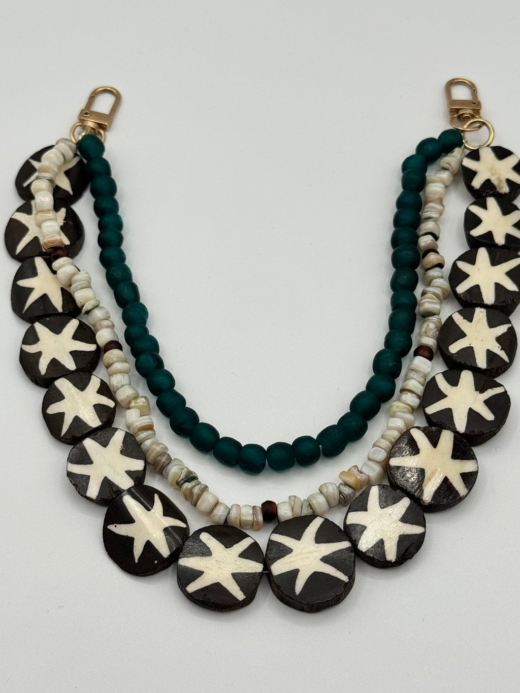 Emerald Batik Mixed Media Bag Chain
