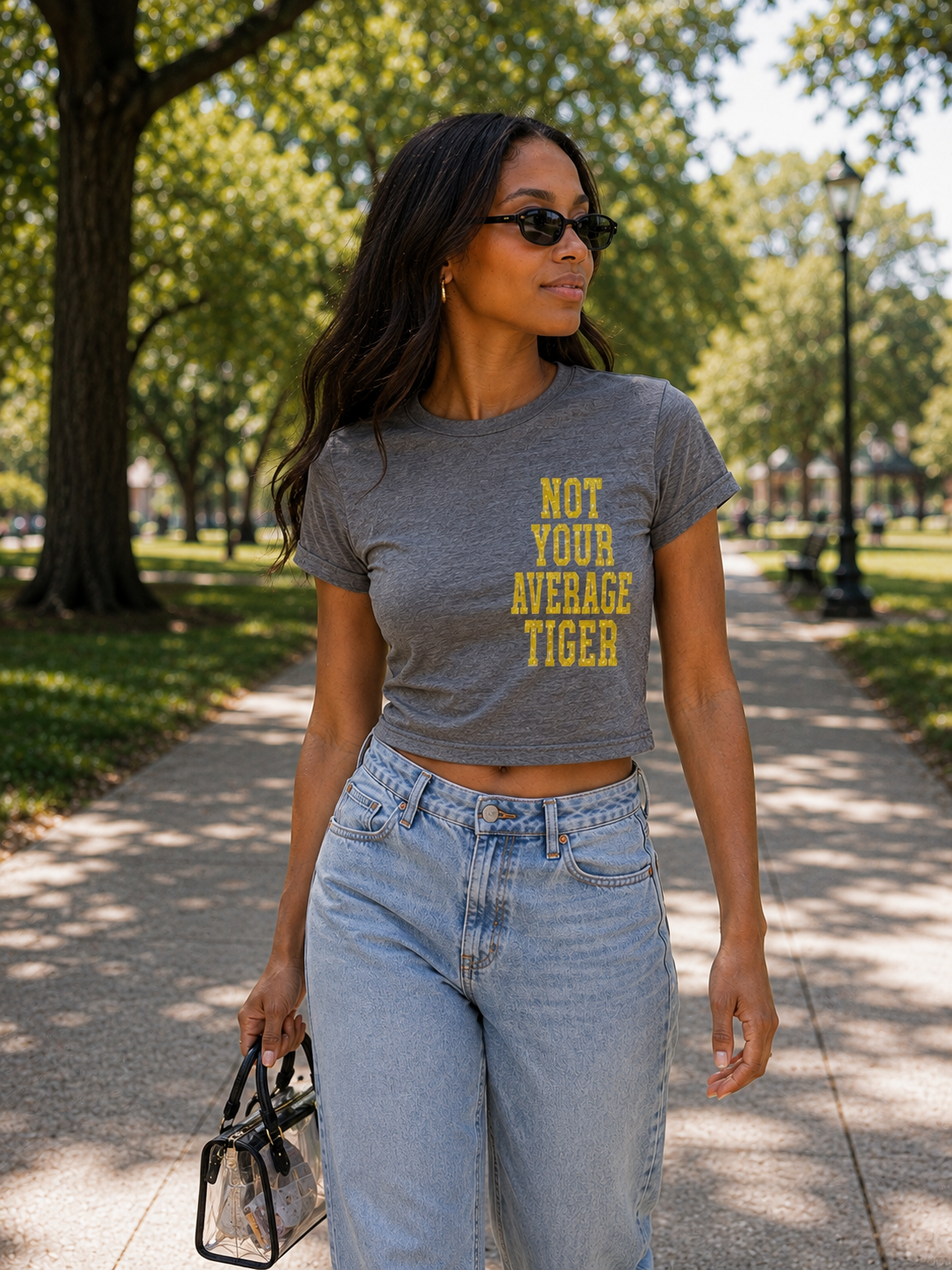 Not Your Average Tiger crop-Gray
