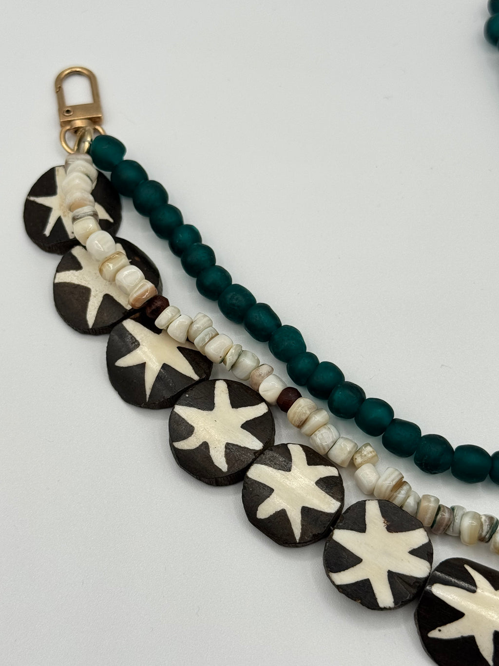 Emerald Batik Mixed Media Bag Chain