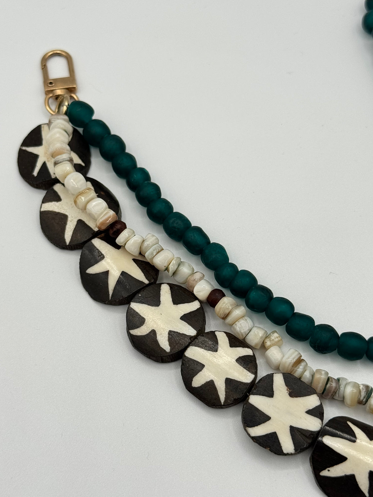 Emerald Batik Mixed Media Bag Chain
