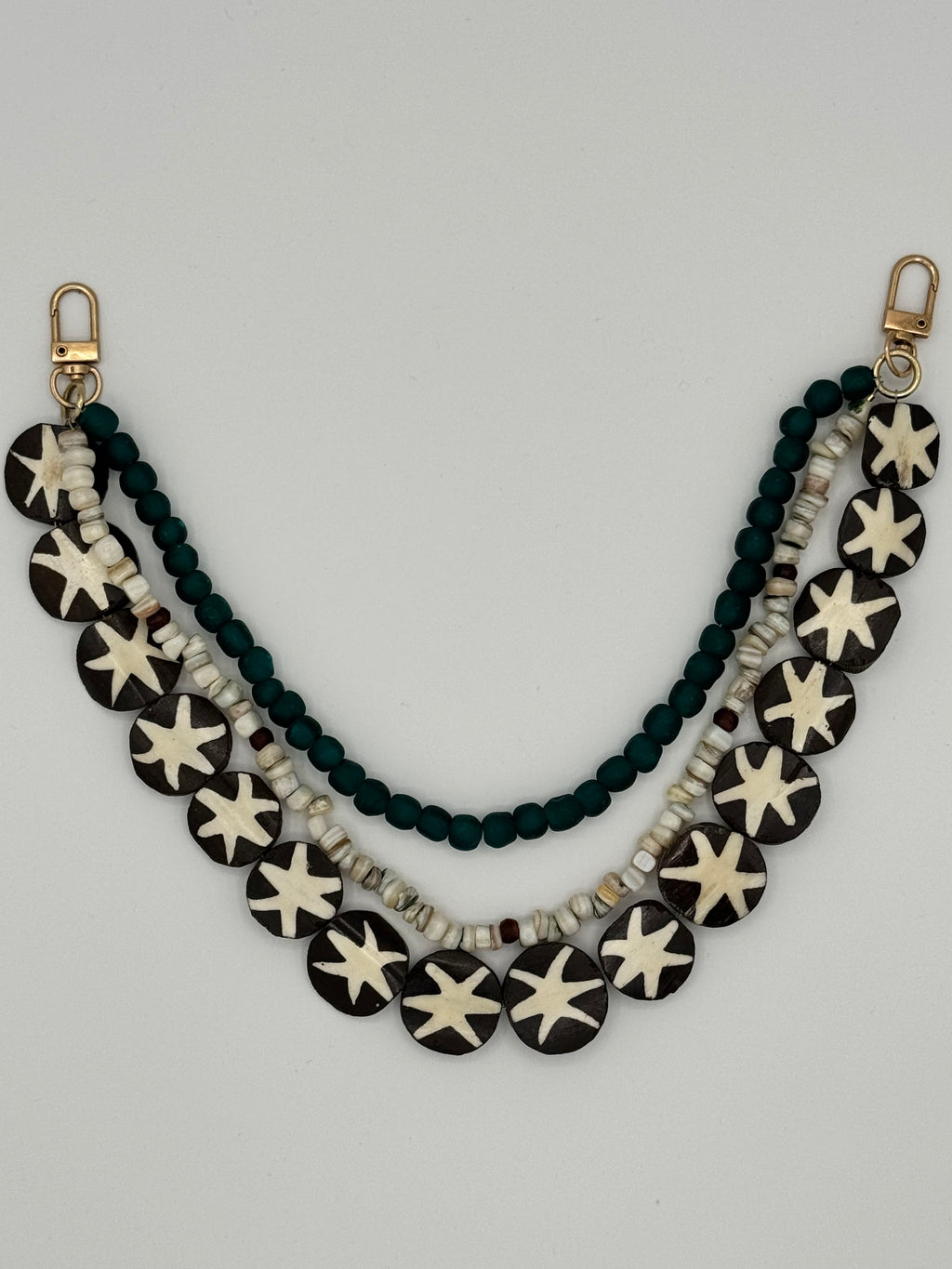 Emerald Batik Mixed Media Bag Chain